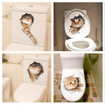 3D Cat Toilet Sticker